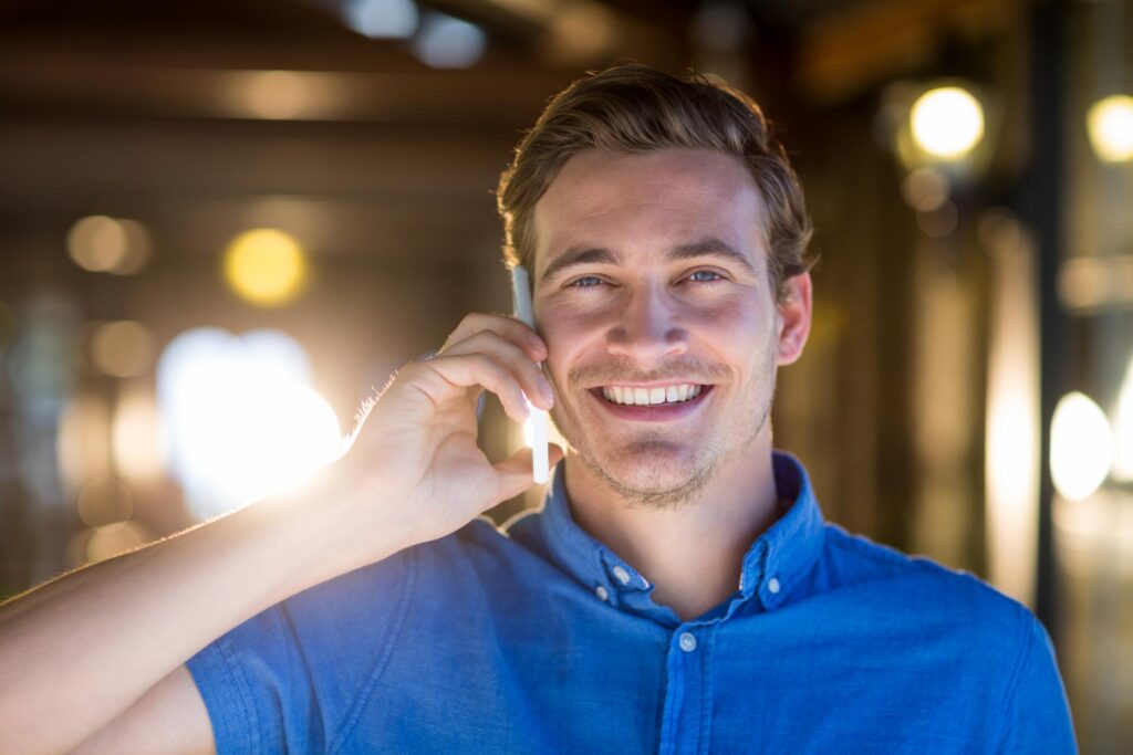 man holding his phone